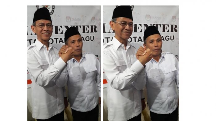 Jainuddin Damopolii dan Suharjo Makalalag mendaftar sebagai calon wali kota dan wakil wali kota Kotamobagu melalui jalur independen ke Komisi Pemilihan Umum Daerah (KPUD) pada Senin (27/11/2017)