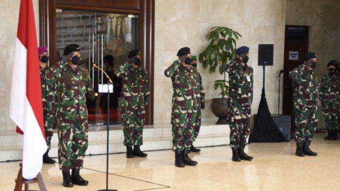 Pelaksanaan Laporan Korps Kenaikan Pangkat di Markas Besar TNI Cilangkap Jakarta Timur Kamis (18/2/2021).