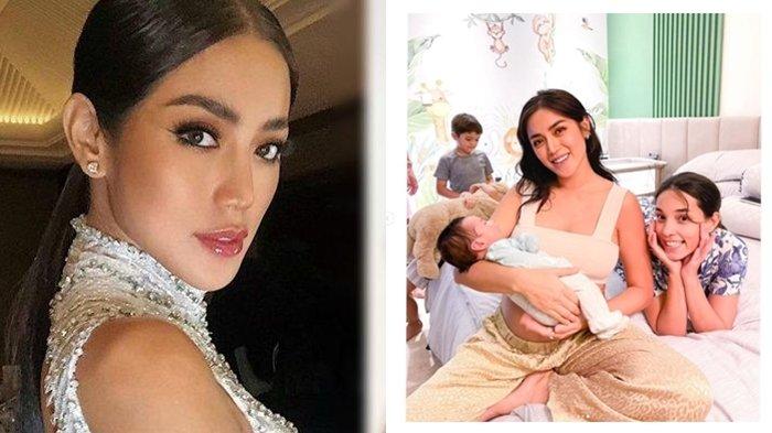 Kolase foto; Jessica Iskandar saat gendong Baby Aizen, ditemani Vanessa Lima; 4 Desember 2021.