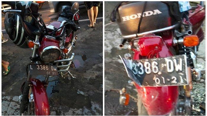 Kondisi sepeda motor Honda CG milik Arief Boediono, Kepala BKPSDM Tulungagung yang terlibat kecelakaan.