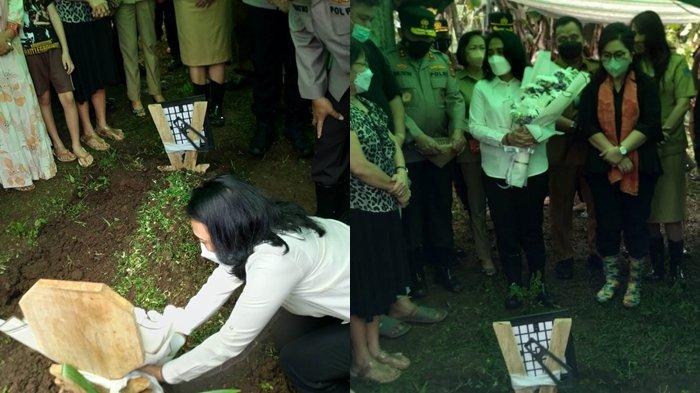 Menteri Bintang Puspayoga datang khusus ke Sulut, Selasa (25/1/2022). Tiba dari Jakarta pagi hari, Menteri Bintang Puspayoga langsung bertolak ke Desa Senduk untuk ziarah ke makam korban.