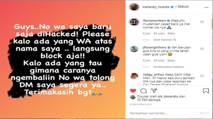 Nomor Whatsapp Melaney Ricardo dihack