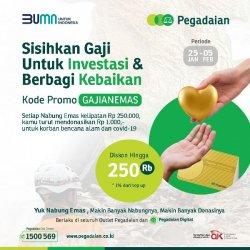 Pegadaian meluncurkan program promo diskon kepada nasabah Tabungan Emas saat melakukan top up