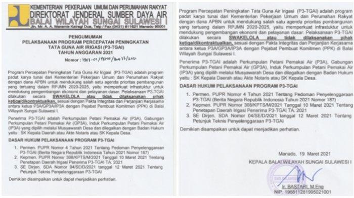 Pengumuman Program Balai Sungai Sulawesi I.