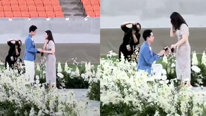 Potret Kevin Sanjaya lamar kekasihnya Valencia Tanoesoedibjo di Stadion JIS menuai sorotan warganet.