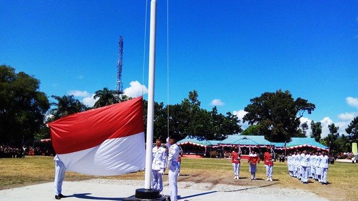 Prosesi Upacara Bendera HUT RI ke 74 di Kotamobagu, Sulawesi Utara (ilustrasi)