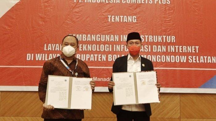 Teken MoU Dengan PT Indonesia Comnets Plus, 81 Desa di Bolsel Segera Terjamah Internet