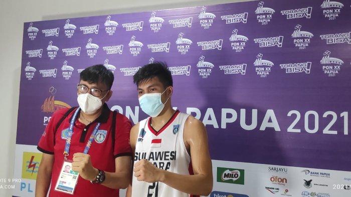 Tim basket putra Sulut menang atas Jatim dengan skor akhir 76-72 dalam laga kedua di Mimika Sport Complecs, Timika, Papua, Kamis (30/09/2021).