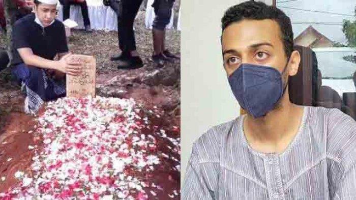 Alhasan Ali Jaber (20 tahun), anak sulung Syekh Ali (kiri) dan Makam Syekh Ali Jaber di Ponpes Daarul Qur'an, Cipondoh, Tangerang, Kamis (14/1/2021).