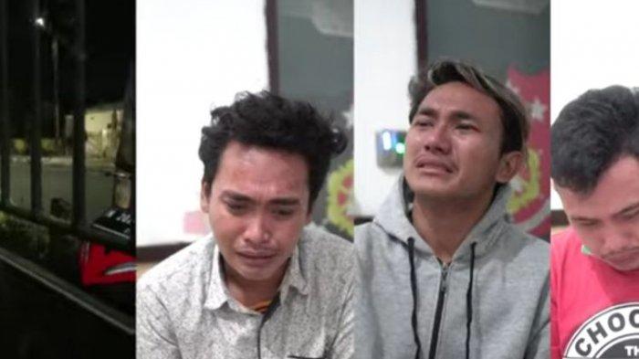 Tangkapan layar video tiga pemuda menangis minta maaf usai hina Satgas yang sedang berpatroli pada malam tahun baru.