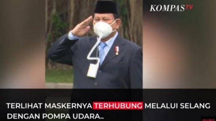 Masker menggunakan selang yang dipakai Menteri Pertahanan Prabowo Subianto.