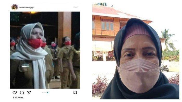(Kiri) Postingan viral terkait kejadian kepala sekolah di Minahaa Utara dilantik tapi tak ada sekolahnya dan (Kanan) Rasni Bone saat ditemui rekan wartawan.