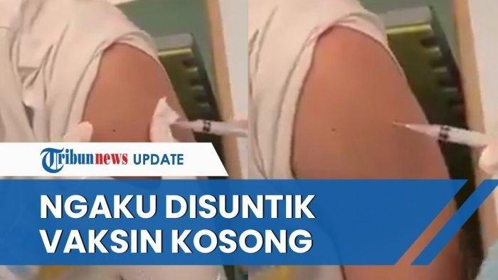 Tangkap layar video viral seorang warga mengaku disuntik vaksin Covid-19 kosong oleh petugas kesehatan.