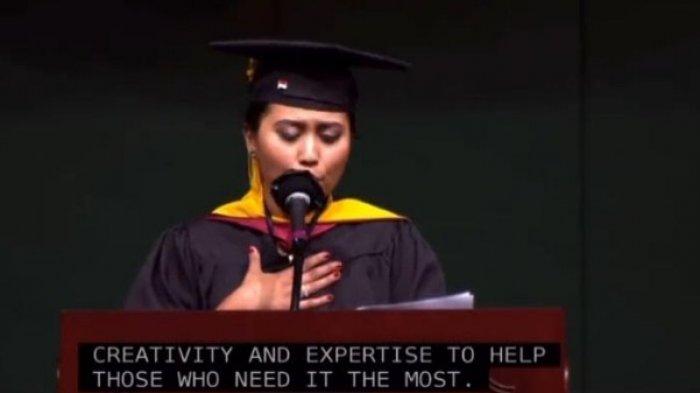 Armaya Doremi dalam menyampaikan pidato di Northeastern University di Boston, USA, Sabtu (8/9/2021) waktu Amerika. (Tribun-medan.com/HO)
