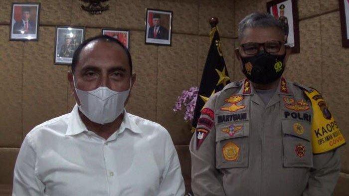 Ketua Satgas Covid-19 Sumut yakni Gubernur Edy Rahmayadi didampingi Wakil Ketua II Satgas-19 Kapolda Irjen Pol Martuani Sormin menegaskan maklumat protokol kesehatan, di kediaman Kapolda Sumut Jalan Balaikota Medan, Kamis (19/11/2020) siang.