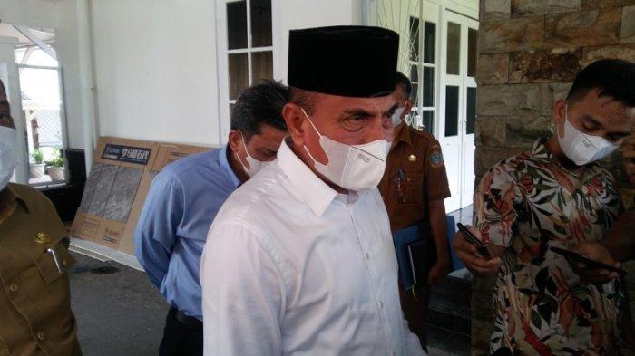 GUBERNUR Sumut, Edy Rahmayadi yang diwawancarai di Rumah Dinas Gubernur Sumut, Jalan Sudirman Medan, usai Salat Zuhur berjamaah pada Selasa (2/2/2021).