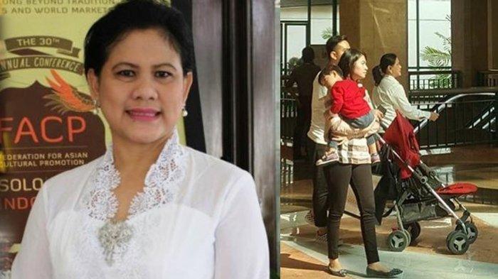 Iriana Jokowi, Selvi Ananda dan Jan Ethes sedang digendong saat ke mall bareng.