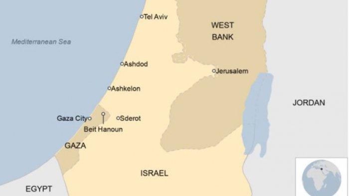 Peta Jalur Gaza yang dikuasai Hamas