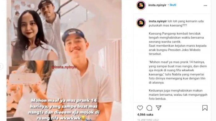 Tangkapan layar kedekatan Kaesang Pangarep dengan Nabila