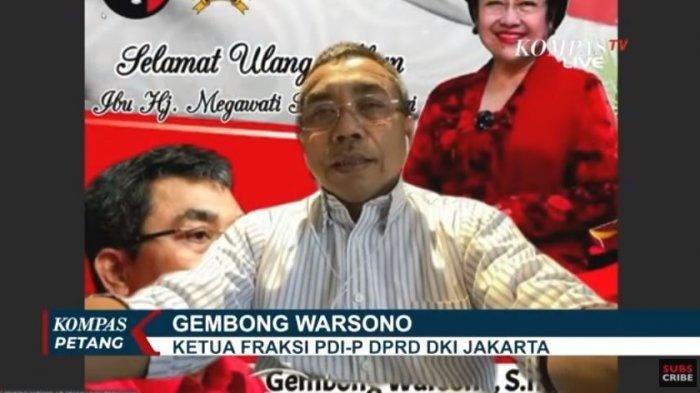 YouTube Kompastv
Ketua Fraksi PDIP DPRD DKI Jakarta, Gembong Warsono mengkritik Gubernur DKI Jakarta Anies Baswedan atas banjir yang terjadi di Jakarta sejak Jumat (19/2/2021) malam. (YouTube Kompastv)
