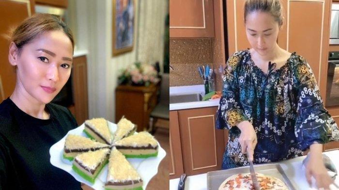 Kolase foto Inul Daratista sering memasak saat tinggal di rumah.