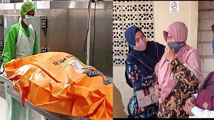 Amidah (57) ibu kandung Yuliana (25) tak kuasa menahan tangis setibanya ia di instalasi forensik rumah sakit M Hasan Palembang untuk melihat jenazah anaknya, Rabu (6/1/2021). (TRIBUNSUMSEL.COM/SHINTA DWI ANGGRAINI)