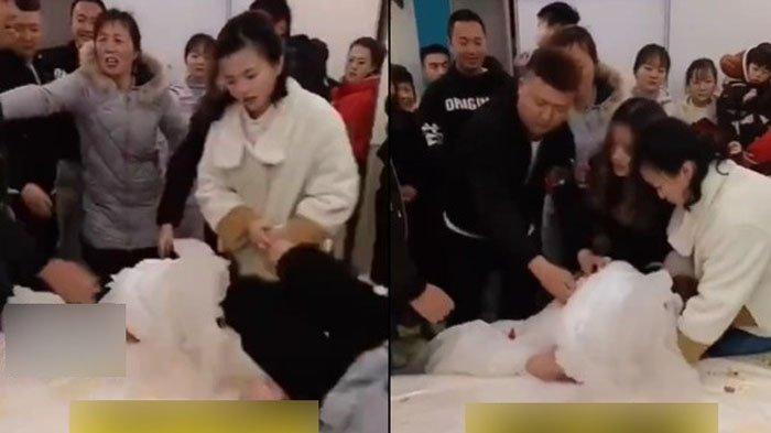Pesta pernikahan ricuh sata pengantin wanita diserang tamu pria