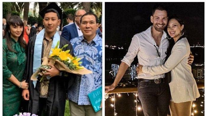 Potret wisuda anak Tata Cahaya dengan Tommy Soeharto (kiri) dan Potret mesra Tata Cahyani dengan Bobby Tonelli (kanan).
