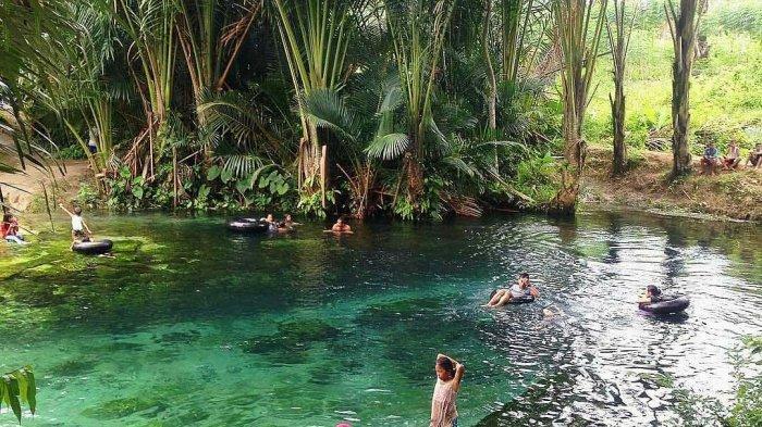 wisatawan sedang berenang di Umbul Mariah Bandar