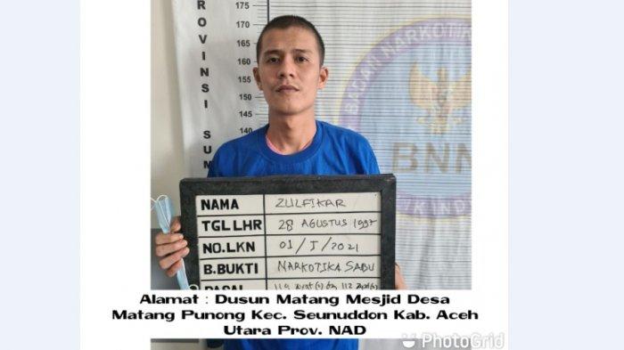 Zulfikar, satu di antara enam tahanan BNNP yang kabur dari sel pada pukul 00.30 WIB, Minggu (16/5/2021). (Tribun-medan.com/HO)