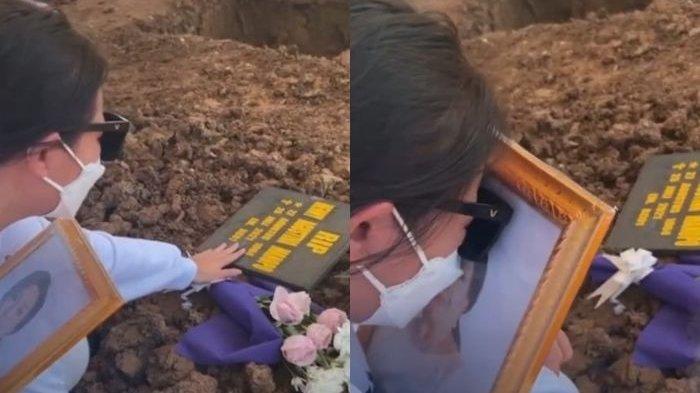 Amanda Manopo menangis di depan makam sang ibunda tercinta