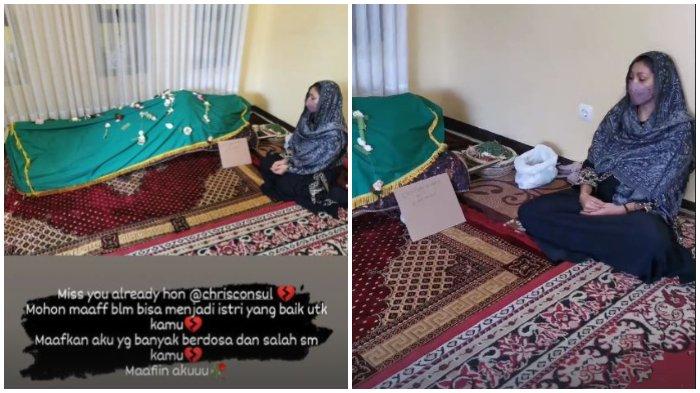 Baby Margareth pilu di depan jenazah suaminya