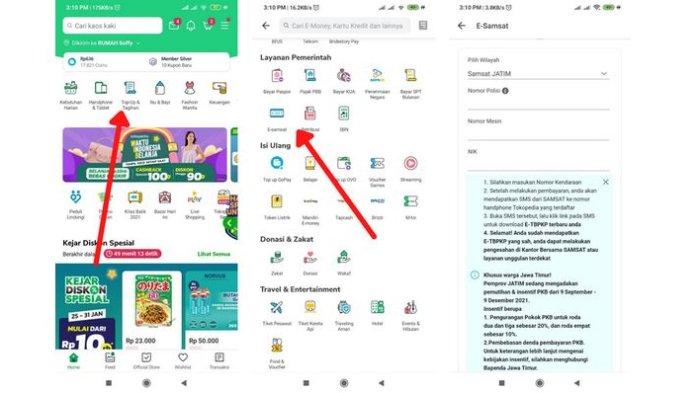 Cara bayar pajak motor online lewat Tokopedia.