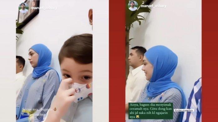 Celine Evangelista berhijab saat gelar pengajian