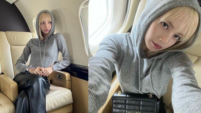 Foto selfie Lisa BLACKPINK di jet pribadi saat menghadiri acara di Prancis