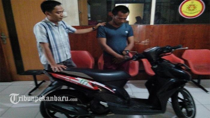 Ilustrasi, tersangka dan motor curian.
