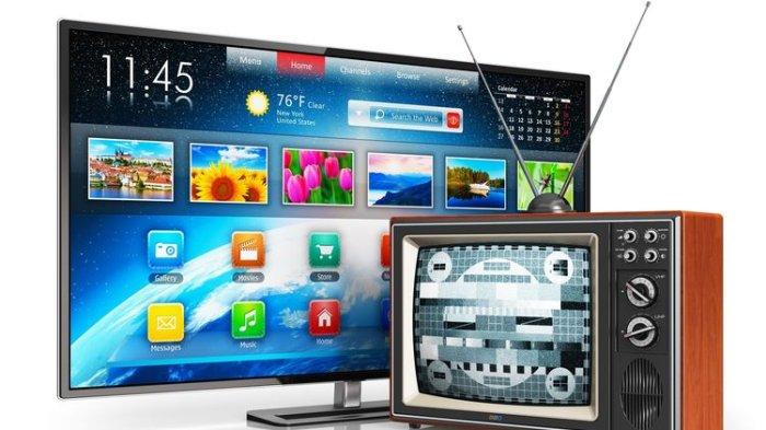 Ilustrasi tv analog dan tv digital.