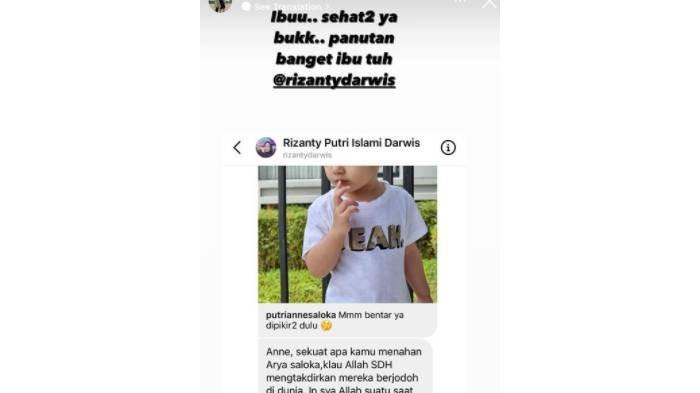 Instagram story Putri Anne yang menunjukkan DM netizen