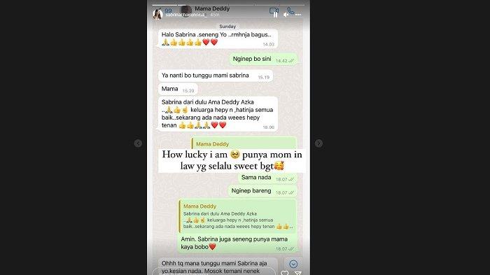 Isi chat Sabrina Chairunnisa dengan ibu mertuanya, dipamerkan pada Selasa 12 Juli 2022