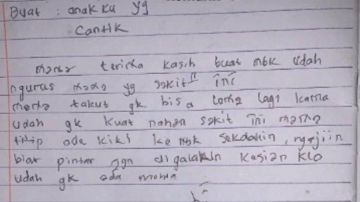 Isi surat wasiat ibunda Gadis