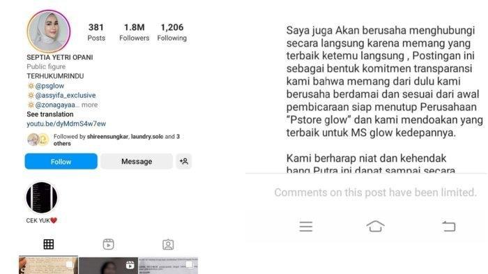 Istri Putra Siregar, Septia Yetri Opani batasi kolom komentarnya menyusul tudingan dirinya disebut pelakor