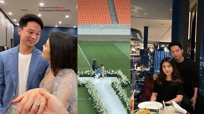 Kevin Sanjaya lamar Valencia Tanoesoedibjo di JIS, pamer cincin dan pelukan di tengah lapangan