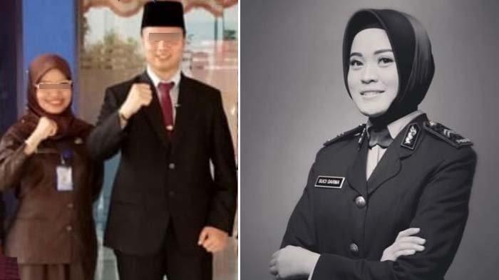 (kiri ) Kolase foto W, istri Yana dan suami Polwan Suci Darma, DKM yang diduga selingkuhannya.