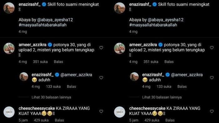 Komentar Ameer Azzikra di unggahan sang istri Nadzira Shafa