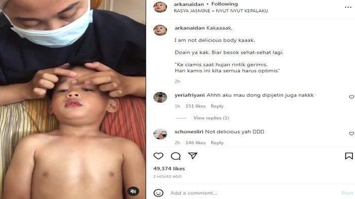 Kondisi Arkana yang tengah sakit, pasrah dipijat