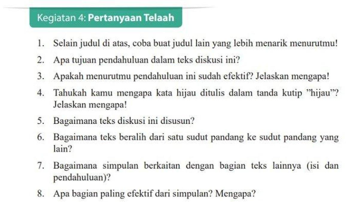 Kunci Jawaban Bahasa Indonesia Kelas 9 SMP Halaman 126 127 Semester 2: Pertanyaan Telaah