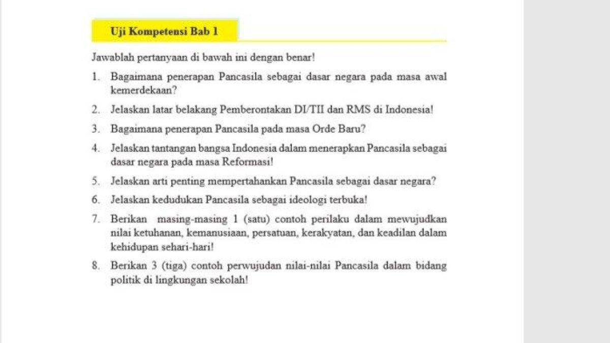 Kunci jawaban PKN kelas 9 halaman 29 semester 2 bab 1 tentang Uji Kompetensi Bab 1