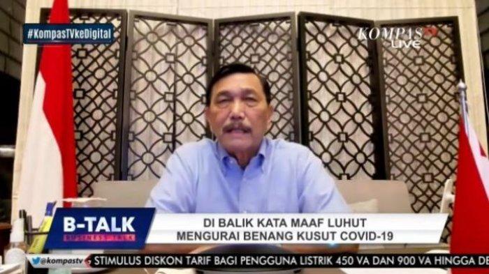 Menteri Koordinator Bidang Maritim dan Investasi sekaligus Koordinator PPKM Darurat Luhut Binsar Pandjaitan pada Selasa (20/7/2021).