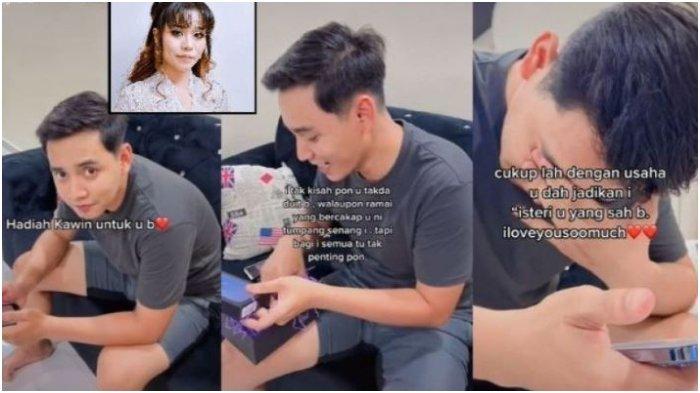 Nur Fairuz ikut haru saat melihat suaminya nangis diberi kado nikah HP Rp 13 juta