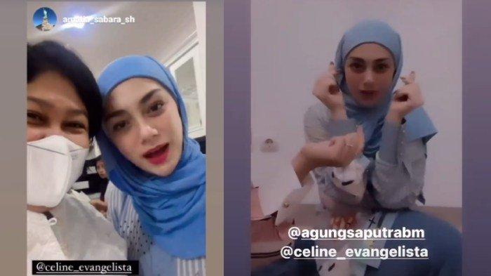 Penampilan Celine Evangelista berhijab saat gelar pengajian jadi sorotan